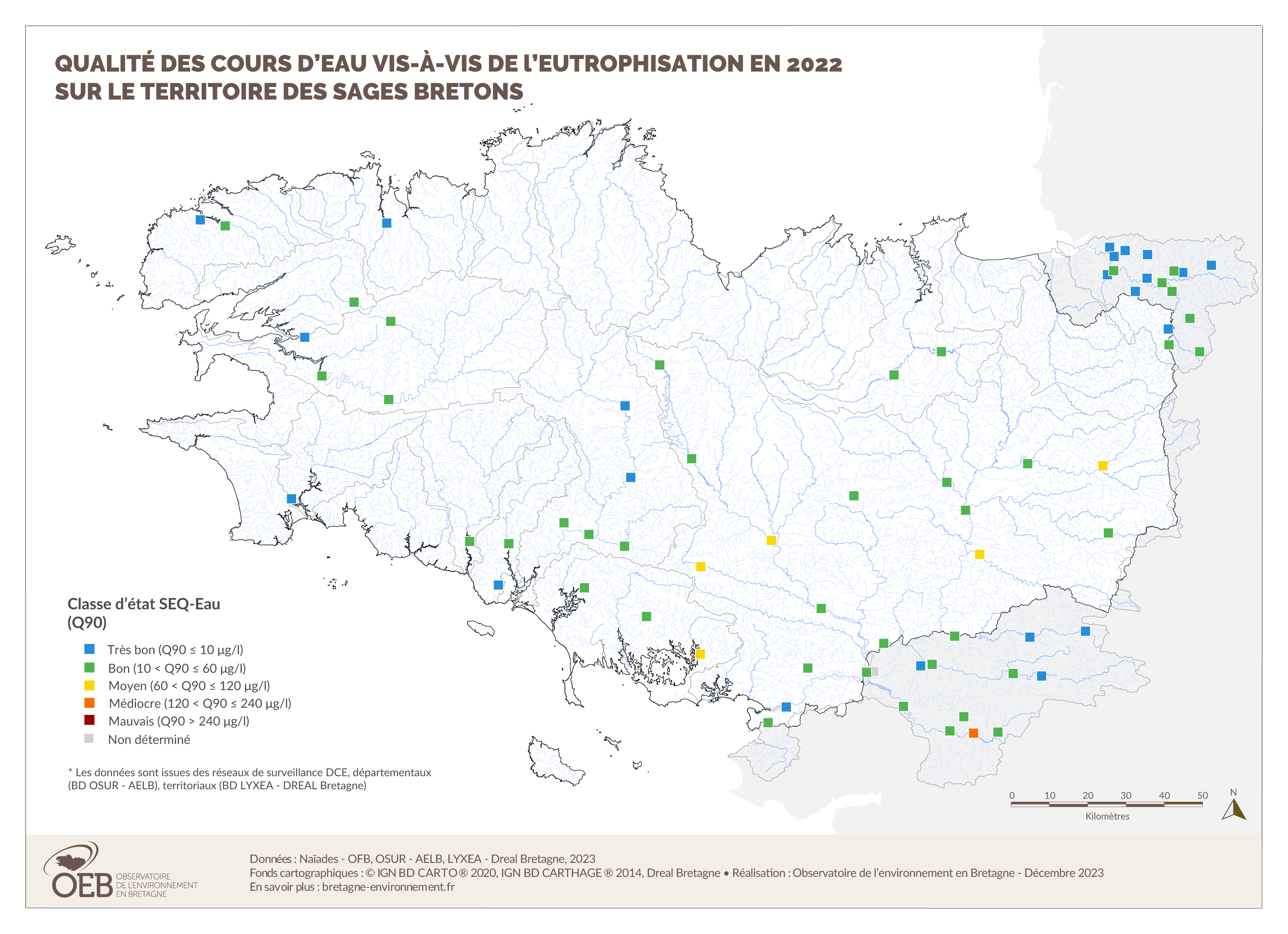 L'eutrophisation des eaux superficielles en 2011 - Réseau RCS - Bilan de l'eau Dreal Bretagne 