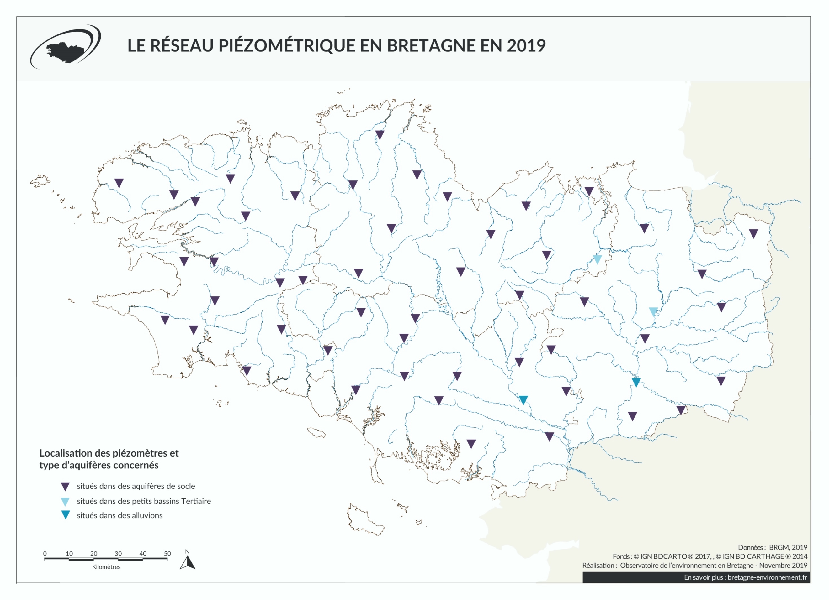 Le réseau piézométrique en Bretagne en 2019