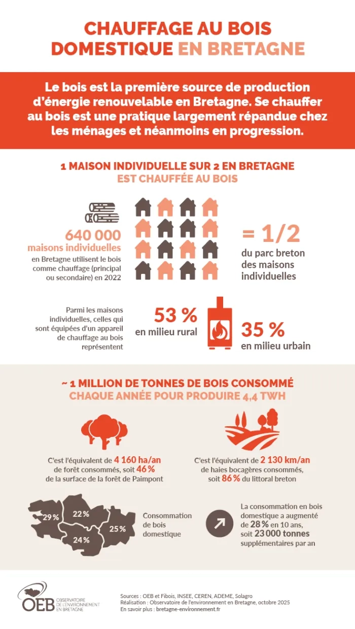 Infographie Le chauffage au bois domestique en Bretagne