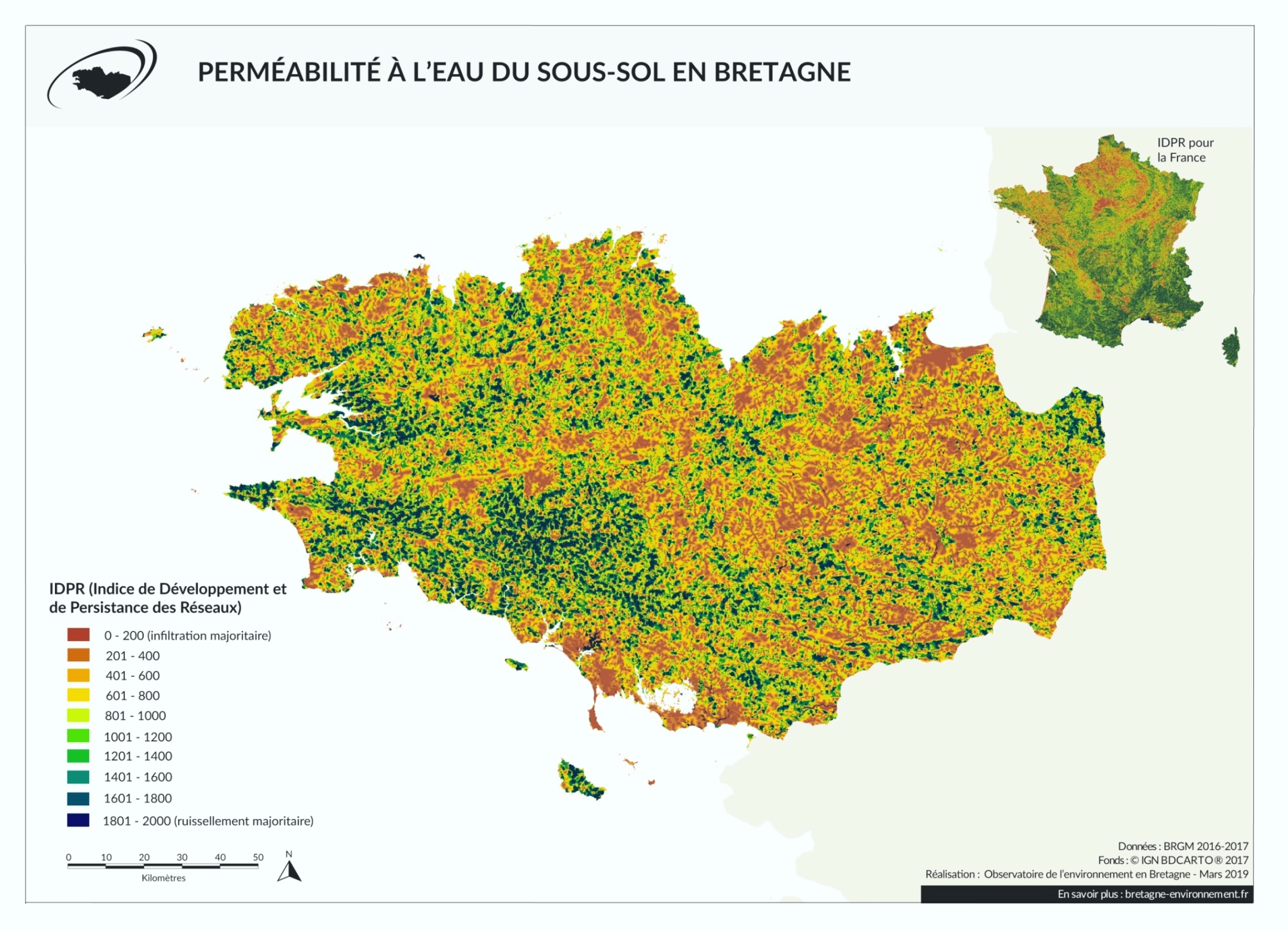 Perméabilité à l’eau du sous-sol en Bretagne et en France