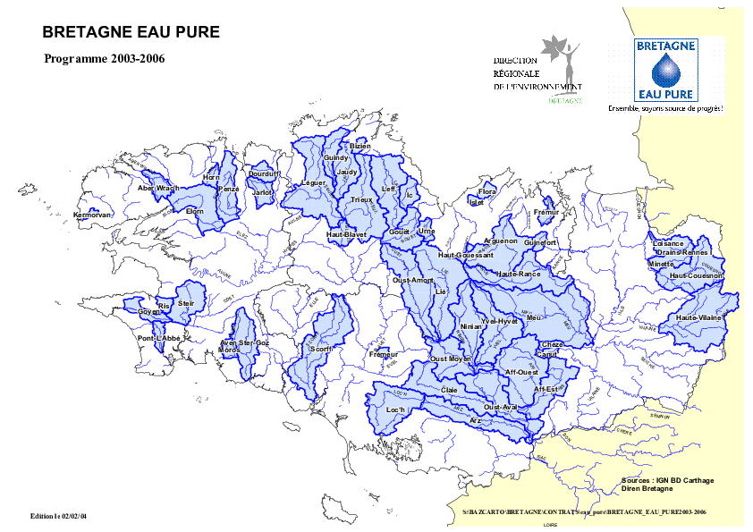 Les bassins versants "Bretagne eau pure" 2003-2006