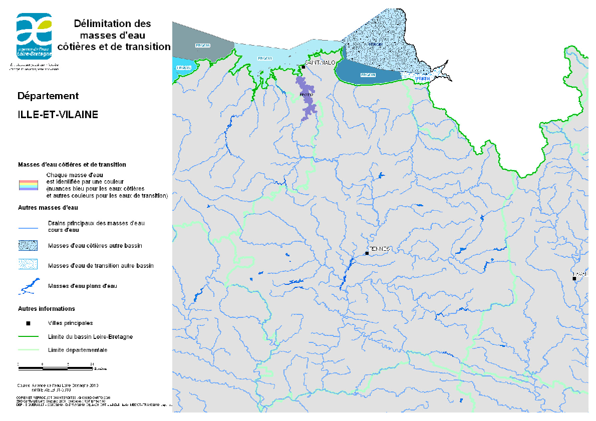 Délimitation des masses d'eau côtières et de transition - Ille-et-Vilaine