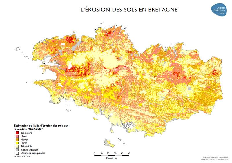 Estimation de l'aléa d'érosion des sols en Bretagne en 2010