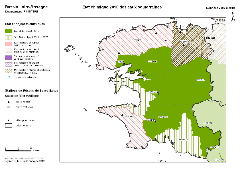 État chimique 2010 des eaux souterraines - Finistère