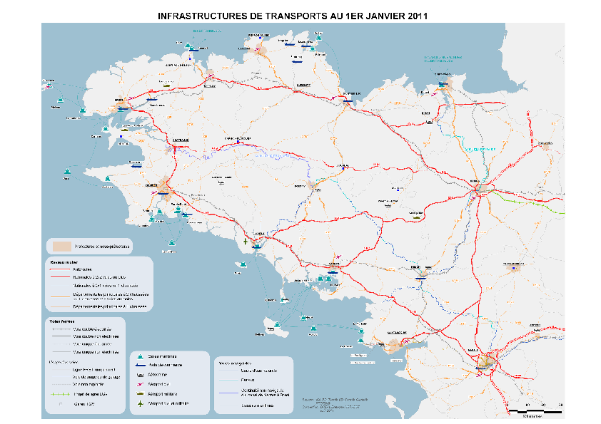 Les infrastructures de transports au 1er janvier 2011