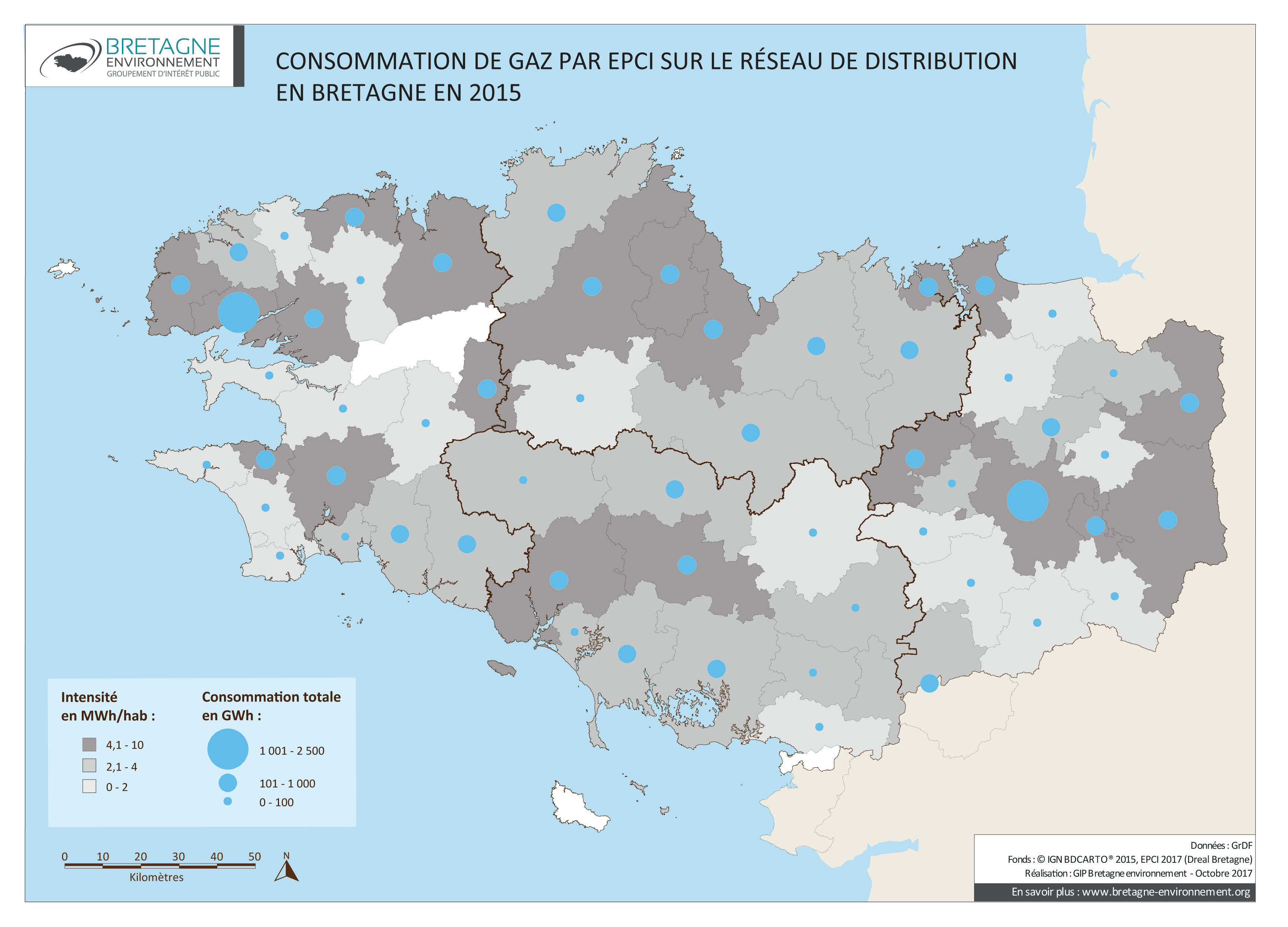 Consommation de gaz en 2015