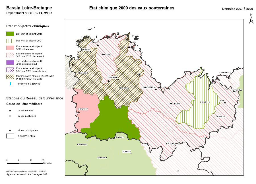 État chimique 2009 des eaux souterraines - Côtes d'Armor