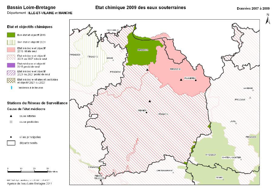 État chimique 2009 des eaux souterraines - Ille-et-Vilaine