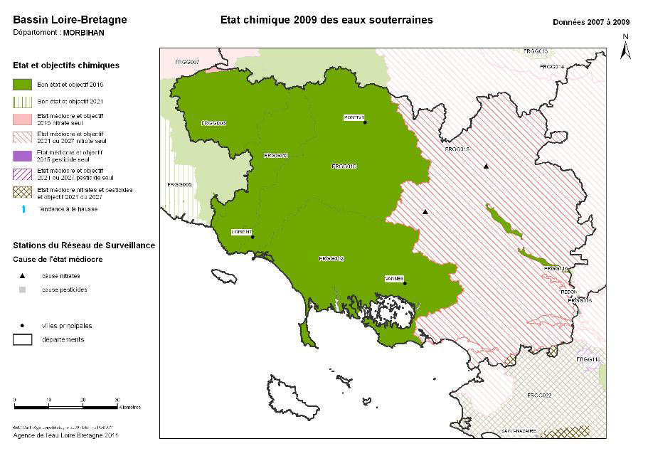 État chimique 2009 des eaux souterraines - Morbihan