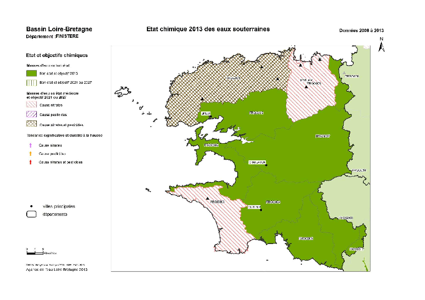 État chimique 2013 des eaux souterraines - Finistère