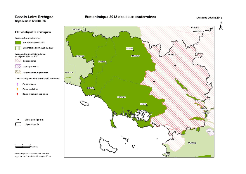 État chimique 2013 des eaux souterraines - Morbihan 