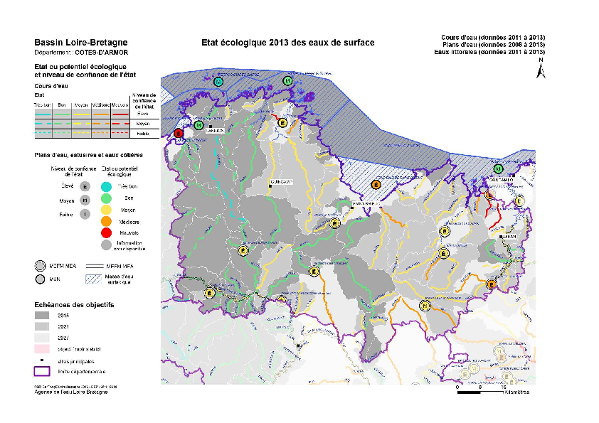 État écologique 2013 des eaux de surface - Côtes d'Armor