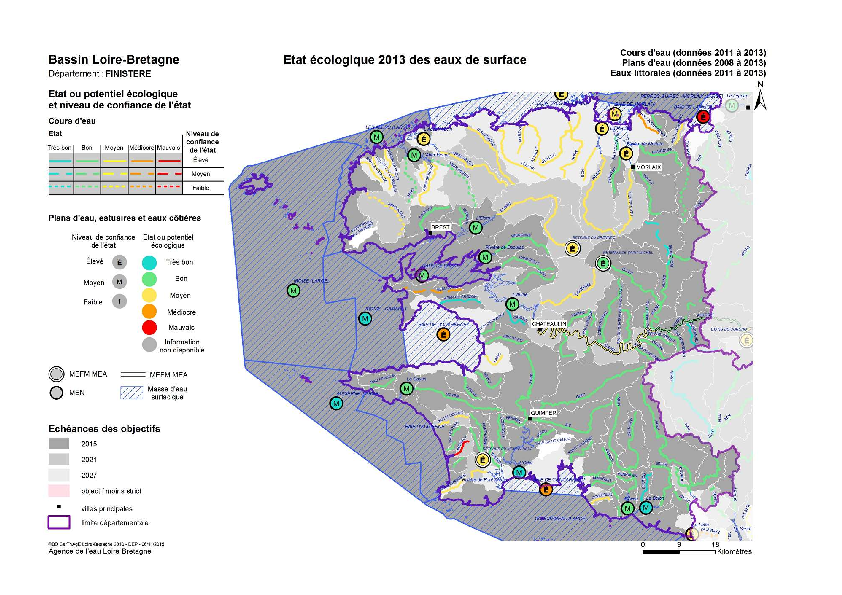 État écologique 2013 des eaux de surface - Finistère