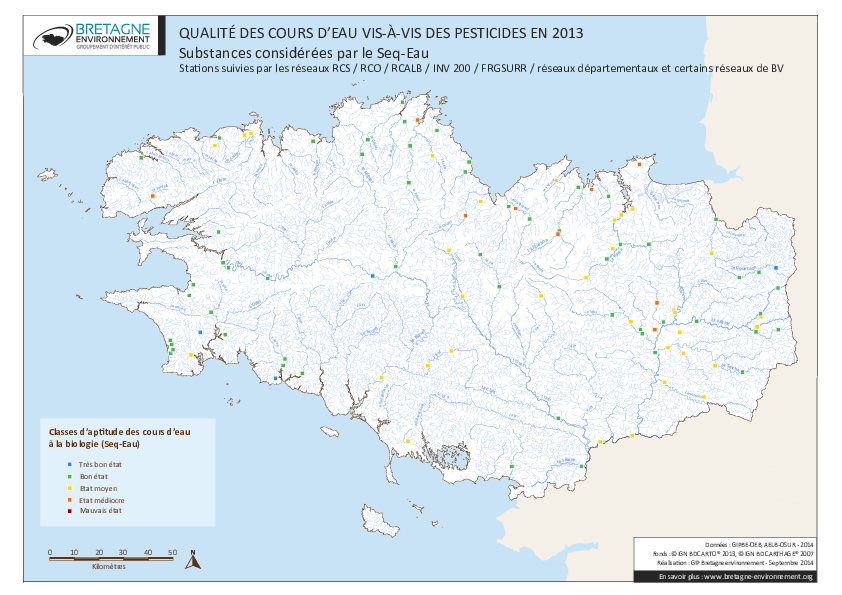 Qualité des cours d'eau vis-à-vis des pesticides (Seq-Eau) en 2013