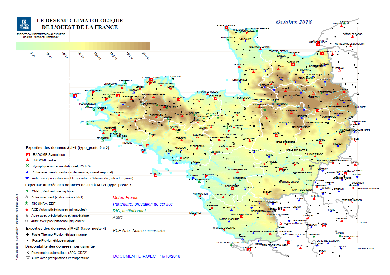Réseau climatologique en Bretagne en 2018