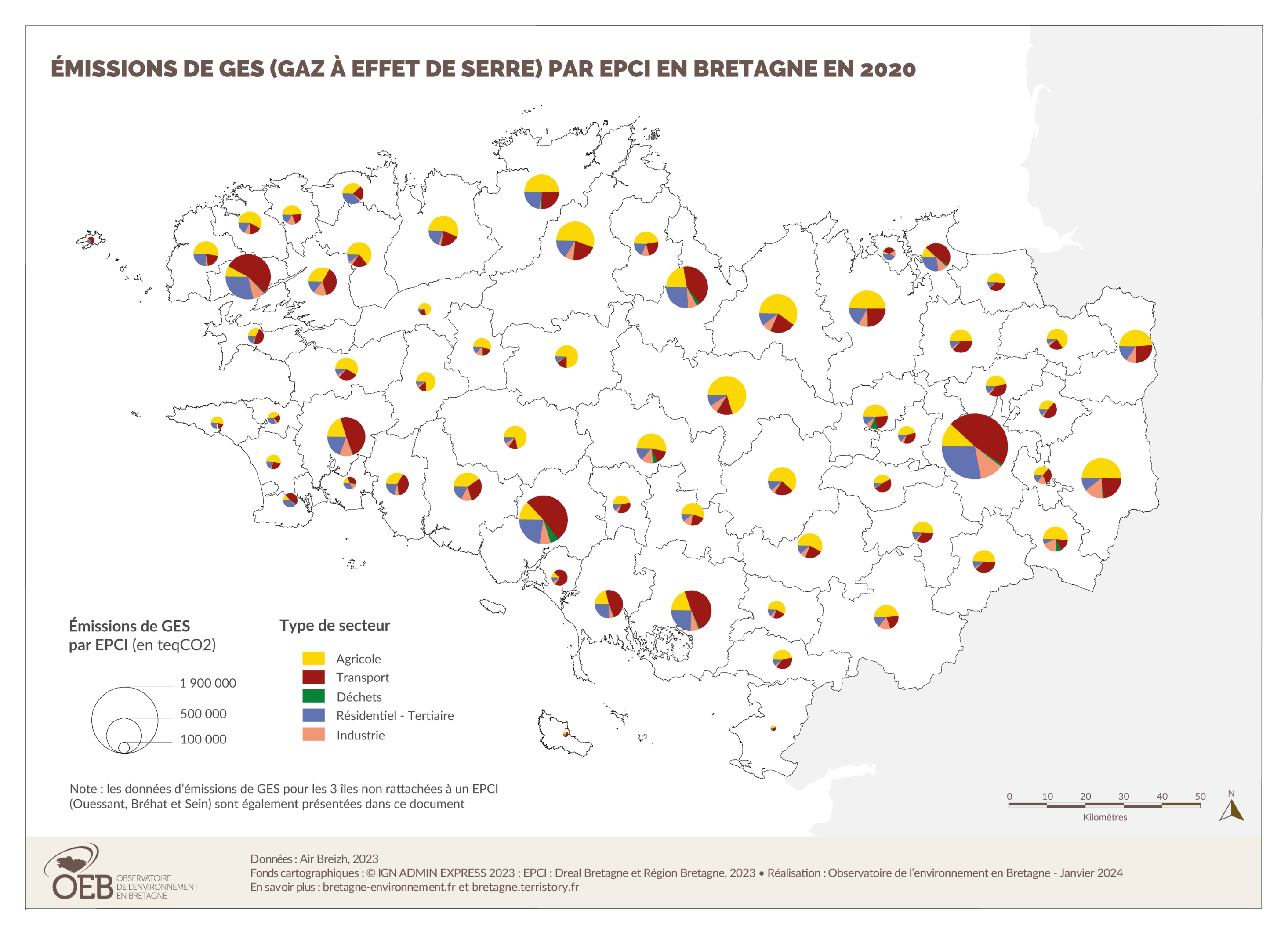 Émissions de gaz à effet de serre par EPCI en 2020