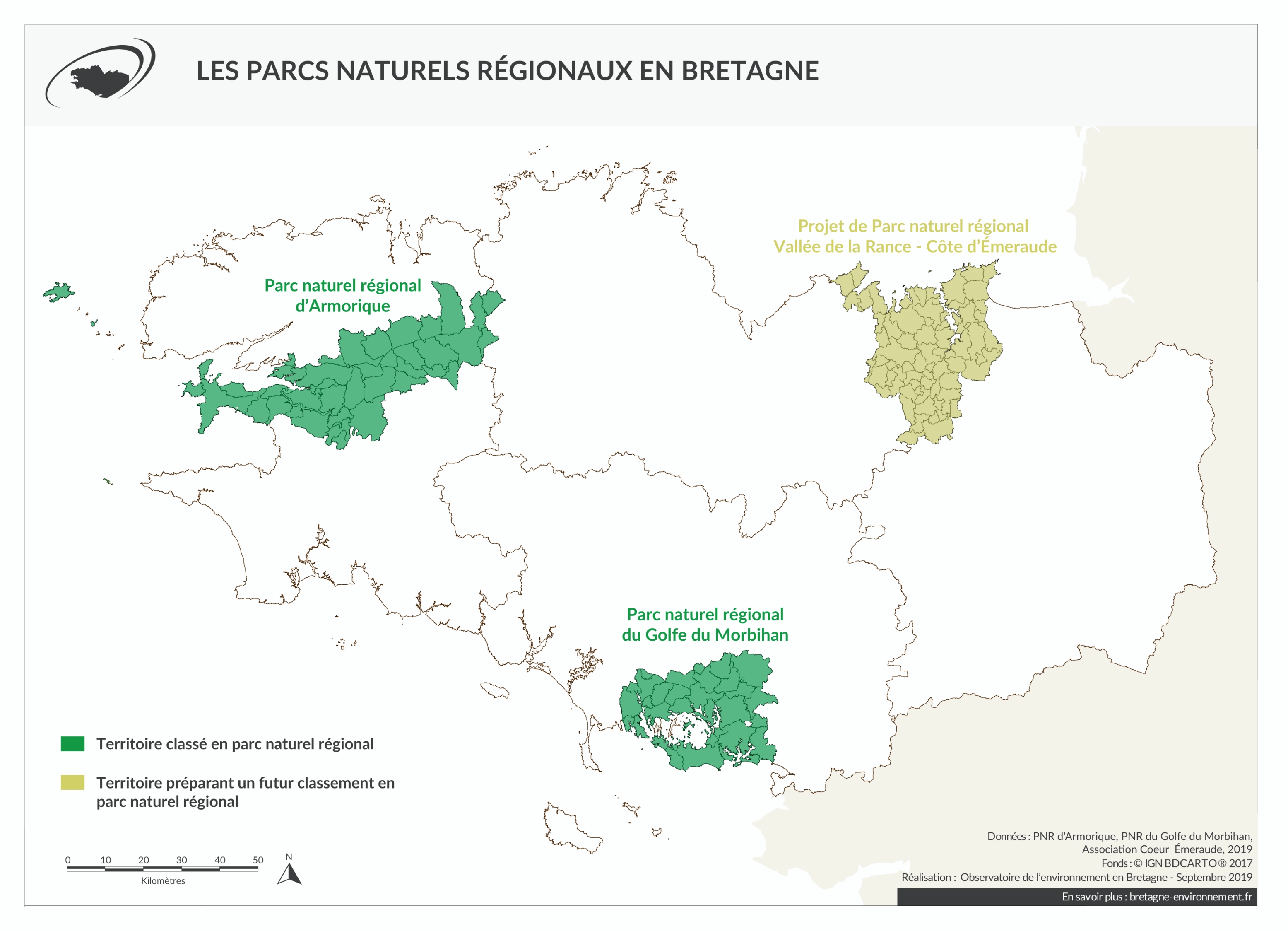 Etat d'avancement du classement des parcs naturels régionaux bretons