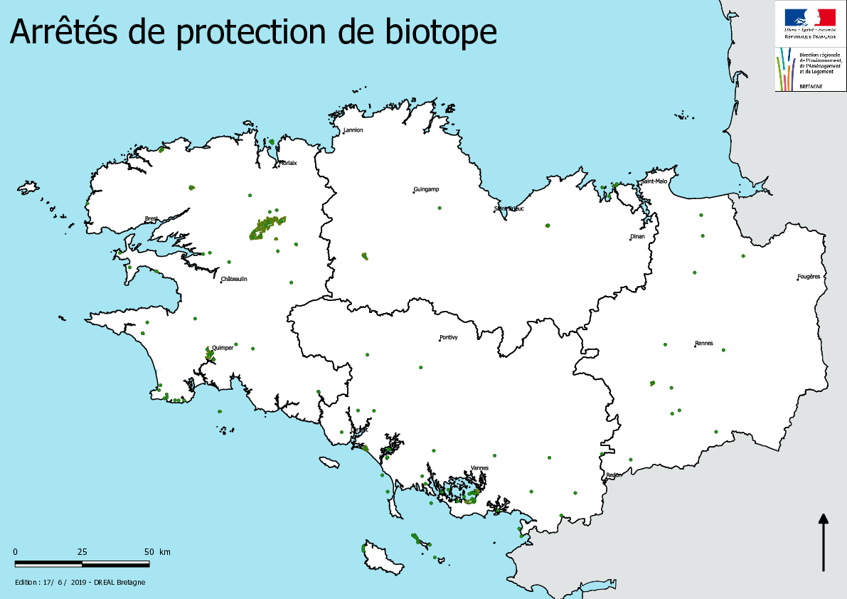 Arrêtés de protection de biotope en Bretagne - Juin 2019