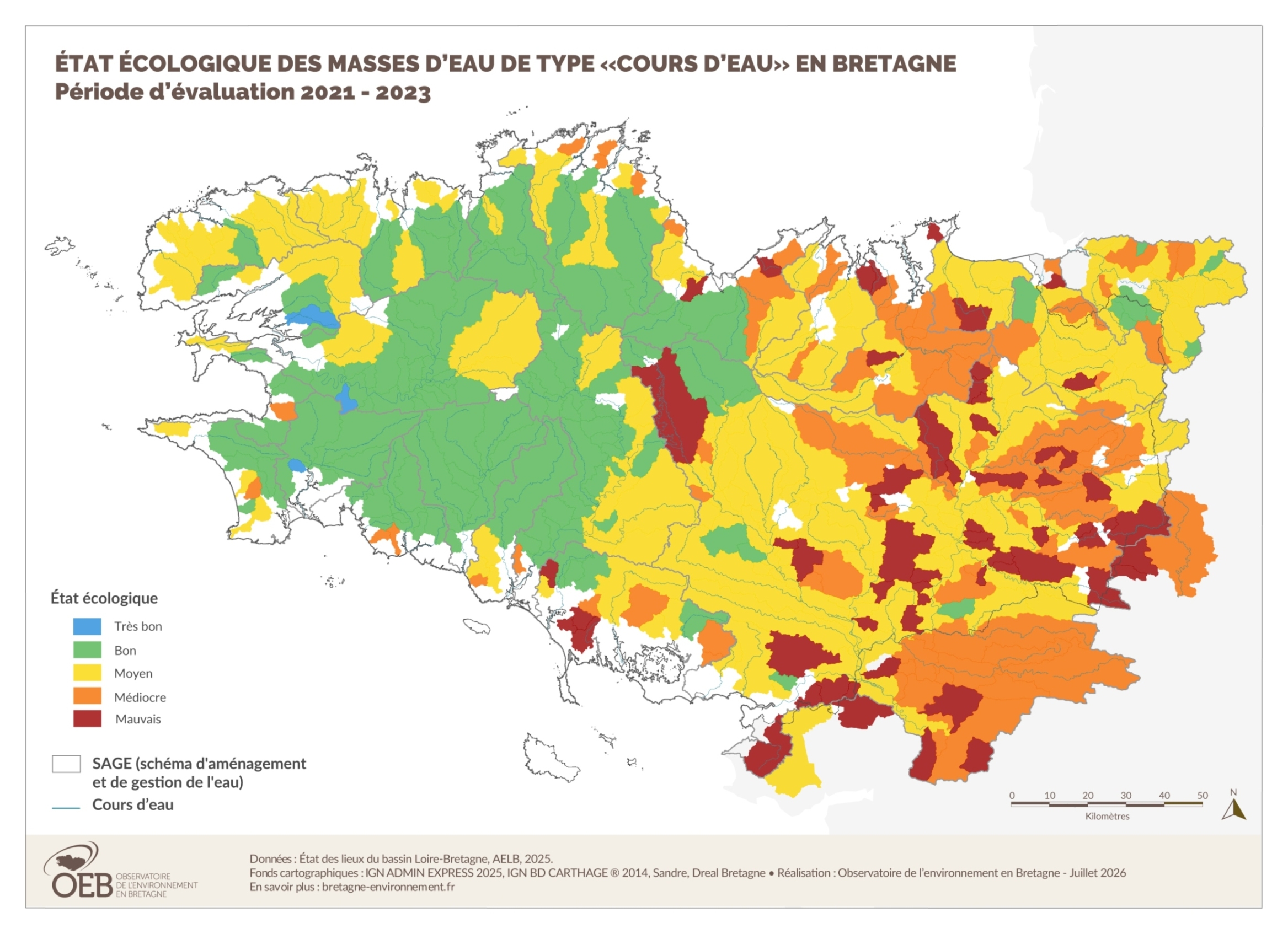 Clone of État écologique des masses d'eau de type "cours d'eau" en Bretagne - Période d'évaluation 2021 - 2023