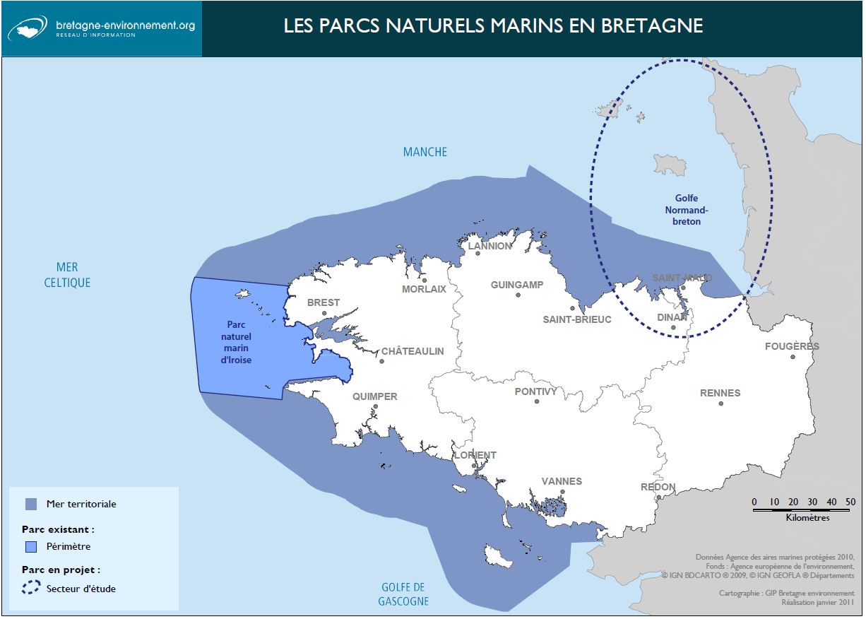 Les parcs naturels marins bretons - Situation en 2010