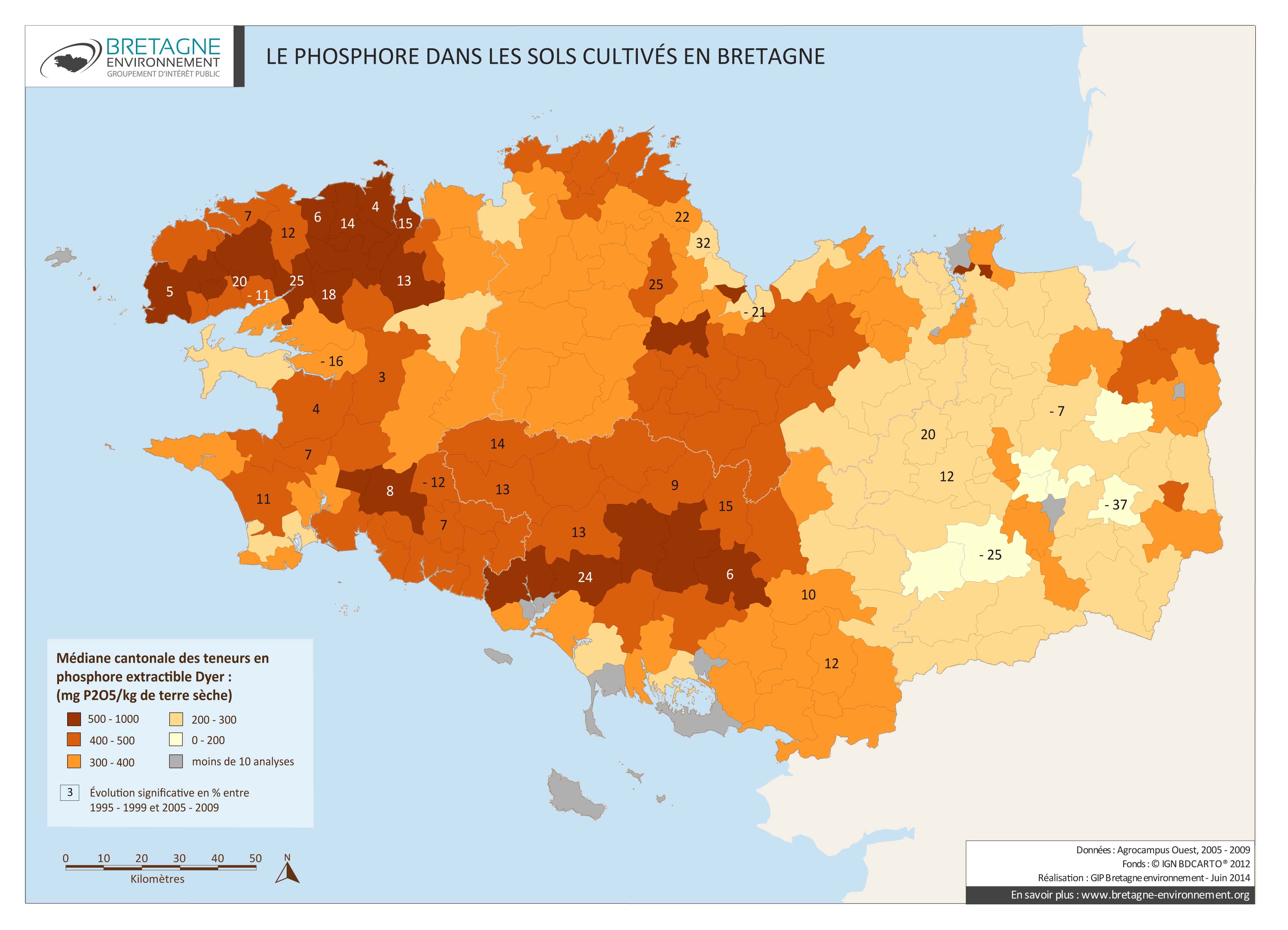 Le phosphore dans les sols cultivés bretons de 2005 à 2009