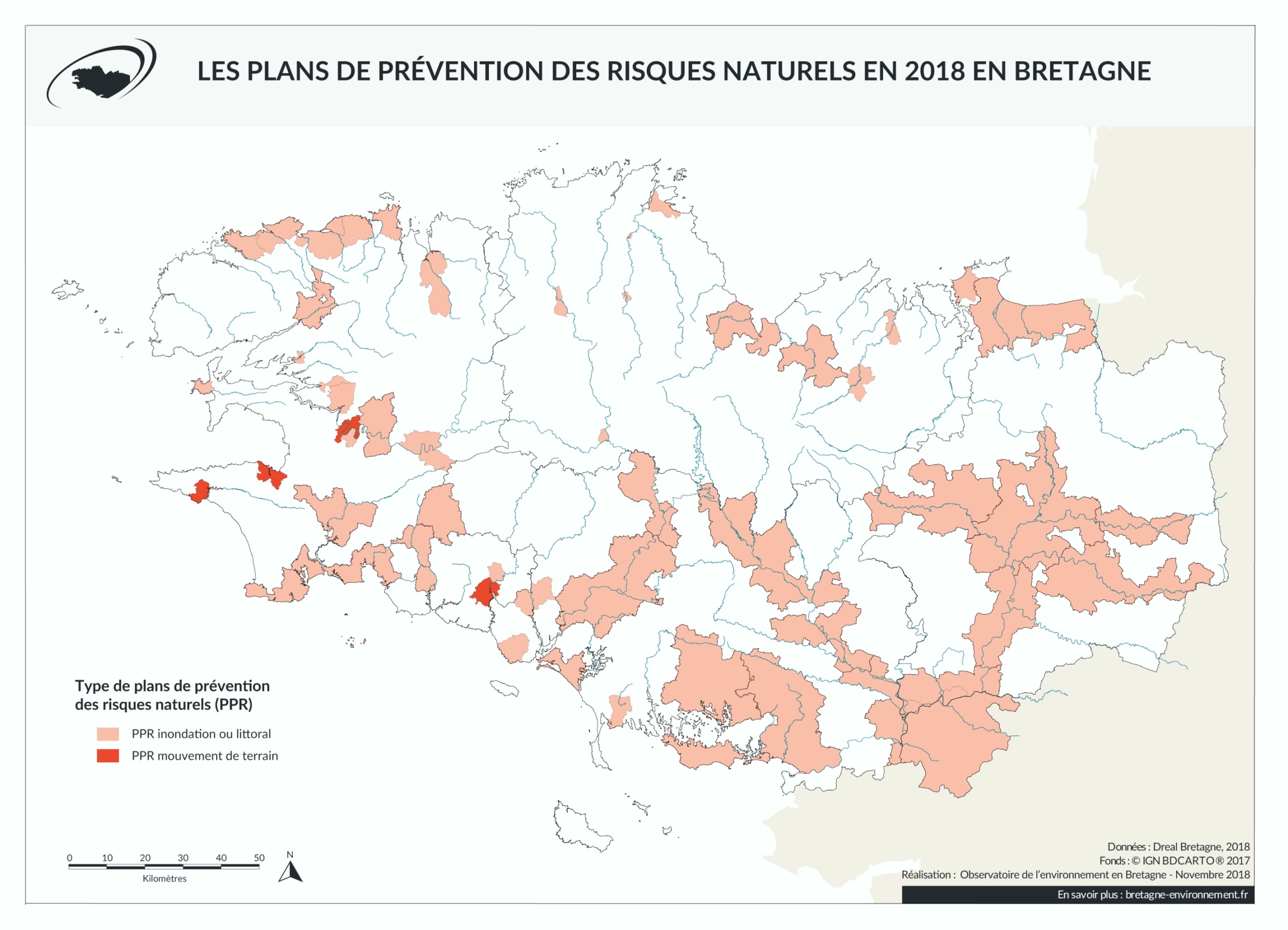 Les plans de prévention des risques naturels en 2018 en Bretagne
