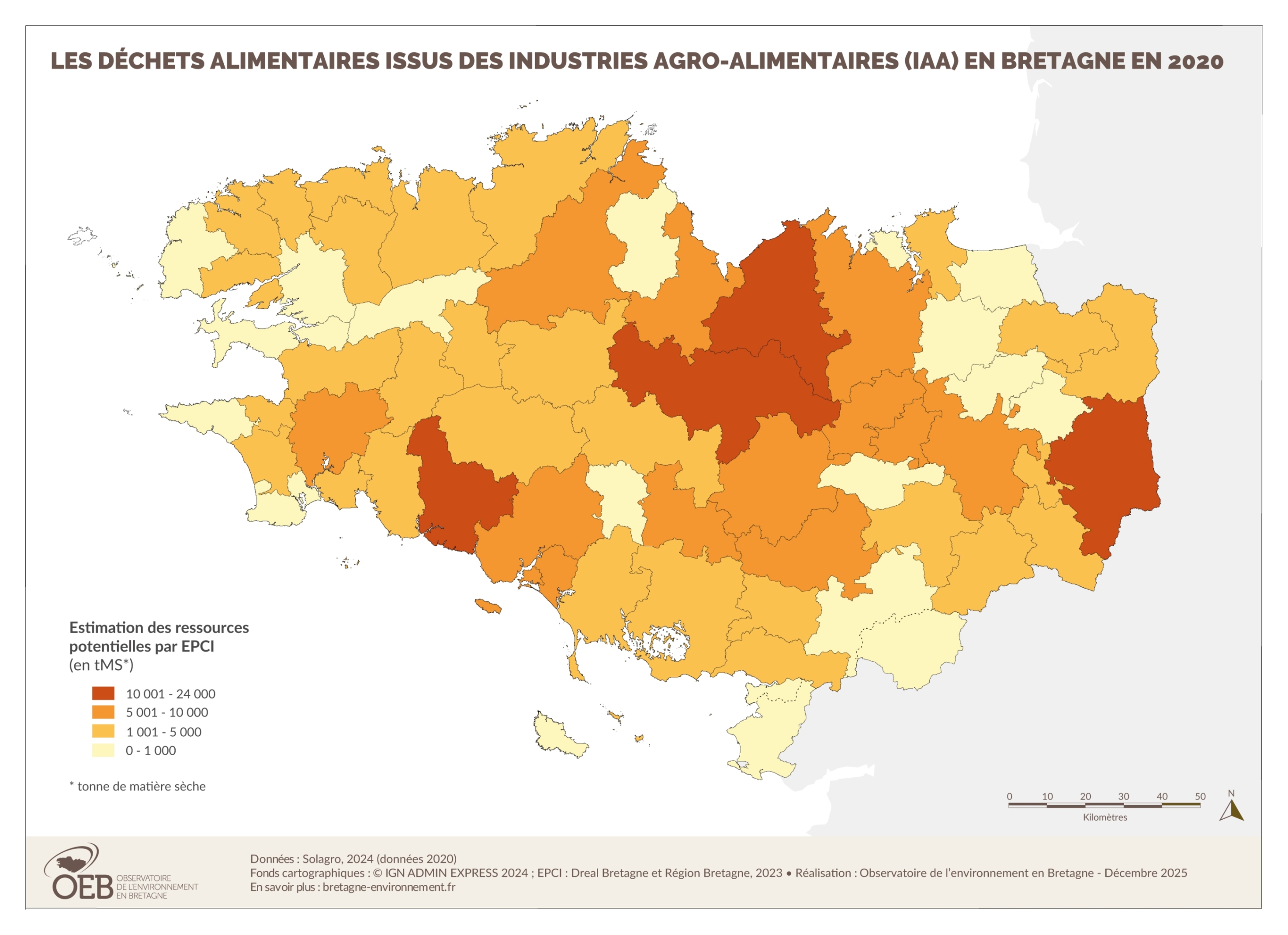 Gisement annuel de biodéchets des industries agro-alimentaires (hors sous-produits animaux) par EPCI en 2016
