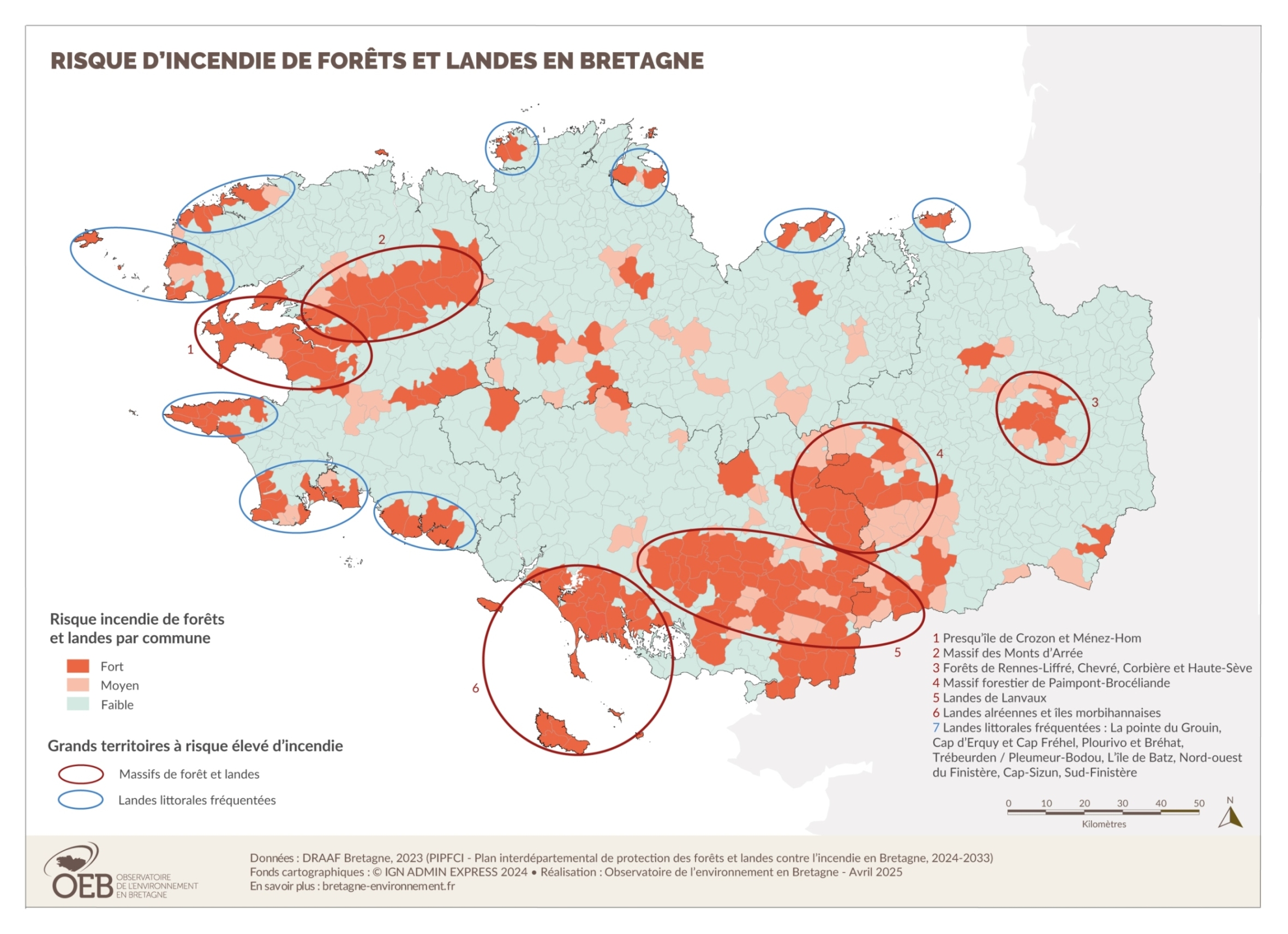 Risque d'incendie de forêts et landes en Bretagne