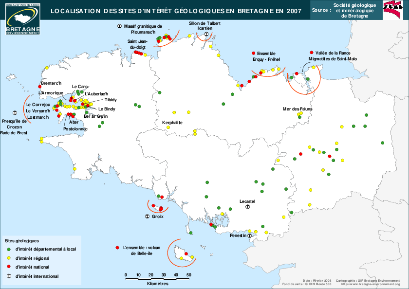 Sites d'intérêts géologiques - Situation en 2007