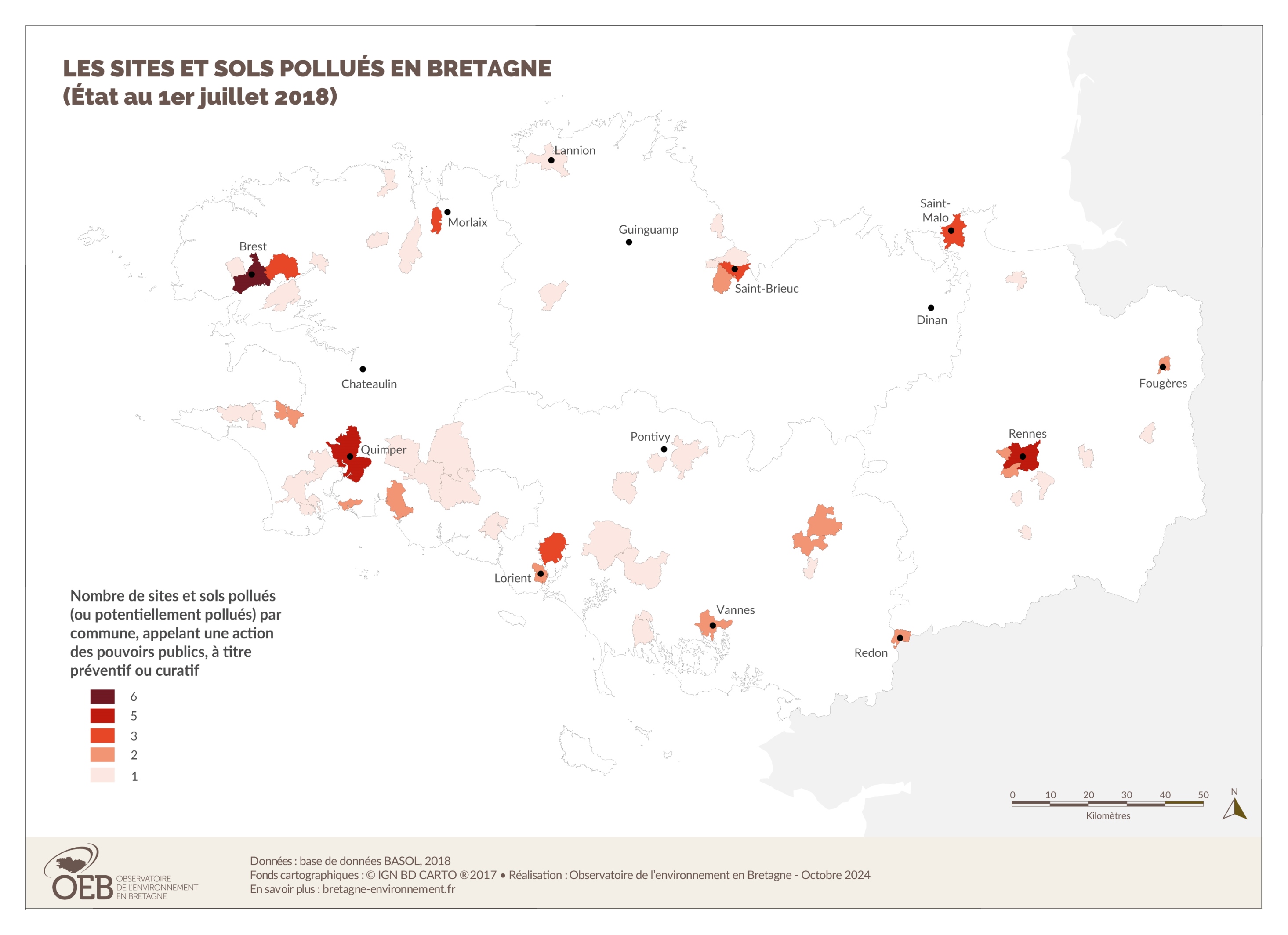 Les sites et sols pollués en Bretagne en 2018