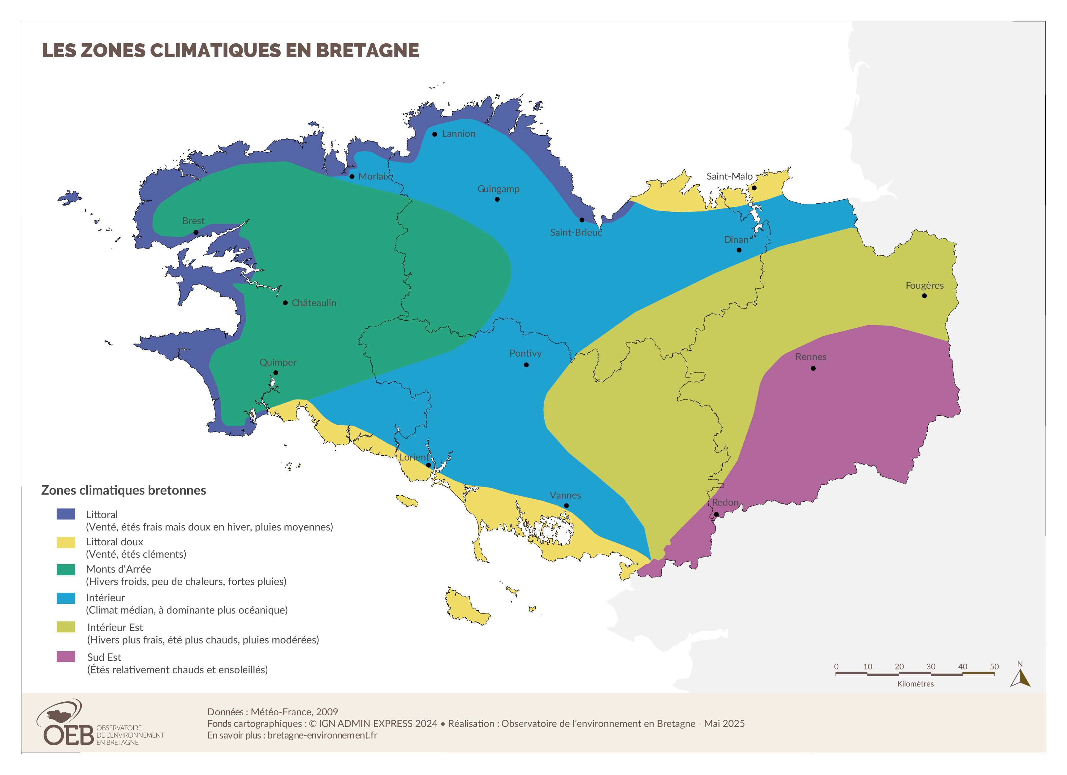 Les zones climatiques de Bretagne