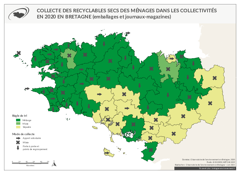 Collecte des recyclables secs des ménages (emballages et journaux-magazines) dans les collectivités en 2020