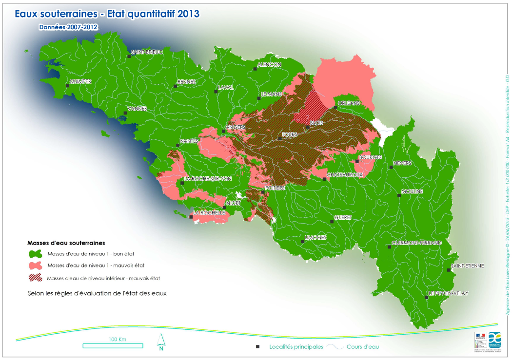 État quantitatif 2013 des eaux souterraines - Bassin Loire-Bretagne