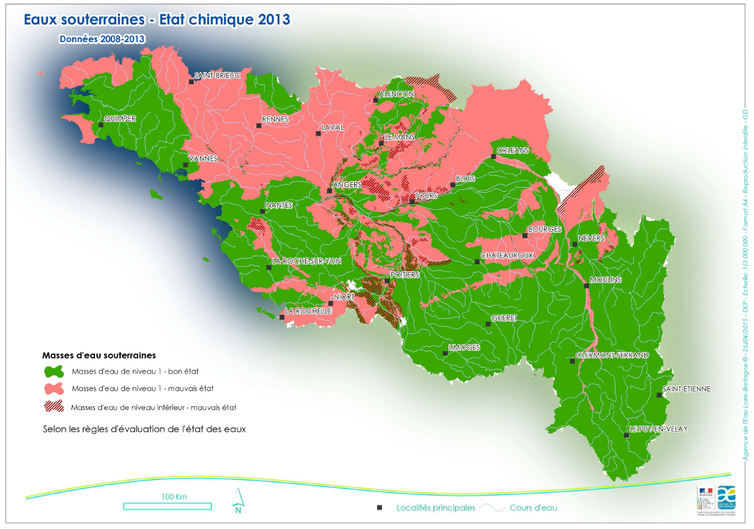 État chimique 2013 des eaux souterraines - Bassin Loire-Bretagne
