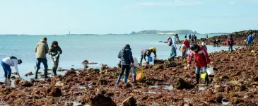photo de pecheurs à pied sur les rochers