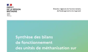 couv Synthèse des bilans de fonctionnement des unités de méthanisation sur l'année 2023 en Bretagne