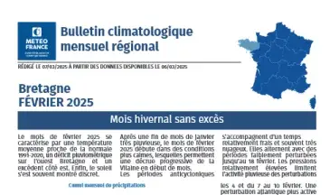couv Bulletin climatique mensuel de la Bretagne - février 2025