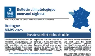 couv Bulletin climatique mensuel de la Bretagne - mars 2025