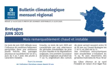 Couv Bulletin climatique mensuel de la Bretagne - juin 2025
