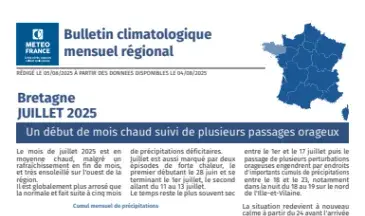 couv Bulletin climatique mensuel de la Bretagne - juillet 2025
