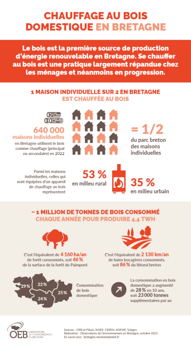 Infographie Le chauffage au bois domestique en Bretagne