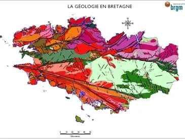 Répartition des mines bretonnes en fonction de la géologie