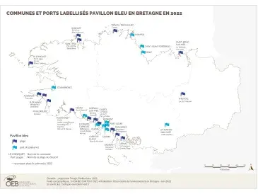 Communes et ports bretons labellisés Pavillon Bleu en 2019