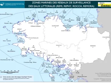 Zones marines des réseaux de surveillance des eaux littorales