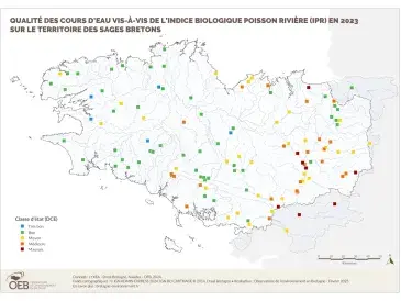 Qualité des cours d'eau bretons vis-à-vis de l'indice poissons (IPR) en 2022