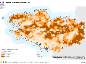 SAU déclarée à la PAC en 2018 en Bretagne