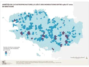 Nombre d'arrêtés de catastrophe naturelle entre 1982 et 2010