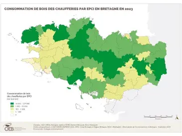 Consommation de bois des chaufferies par EPCI en Bretagne en 2023