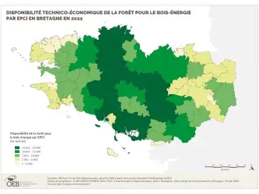 Disponibilité technico-économique de la forêt pour le bois-énergie par EPCI en Bretagne en 2022