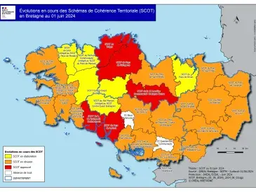 Etat d'avancement des Scot en Bretagne en janvier 2016